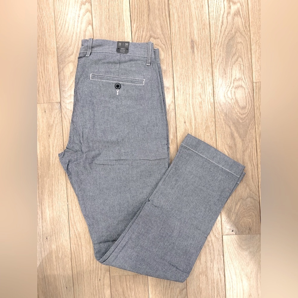 NWT JCrew men’s slim stretch blue gray chambray pants sz 31x30